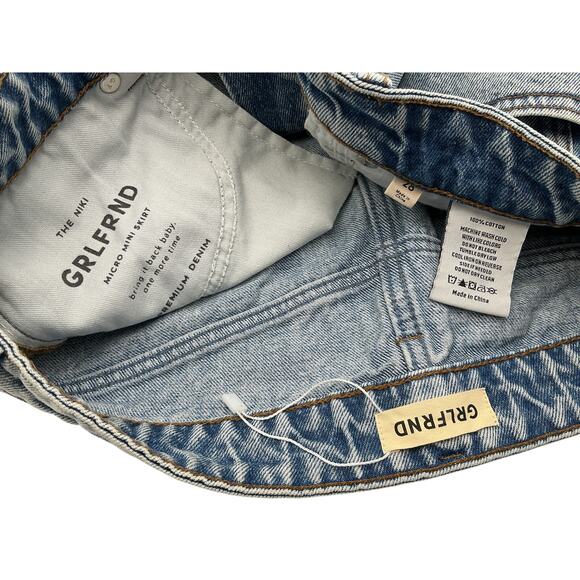 Grlfrnd 'Niki' Blue Cotton Micro Mini Skirt Size 28 - Picture 4 of 4